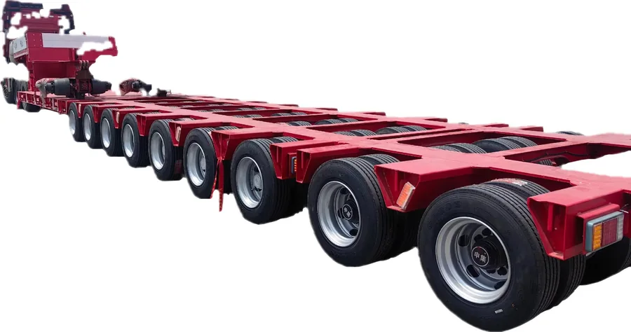 Red multi-axle low-bed semi-trailer